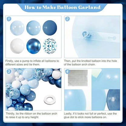 Blue Balloons Arch Kit for Baby Shower Birthday Party Decorations | 140Pcs - Image 4