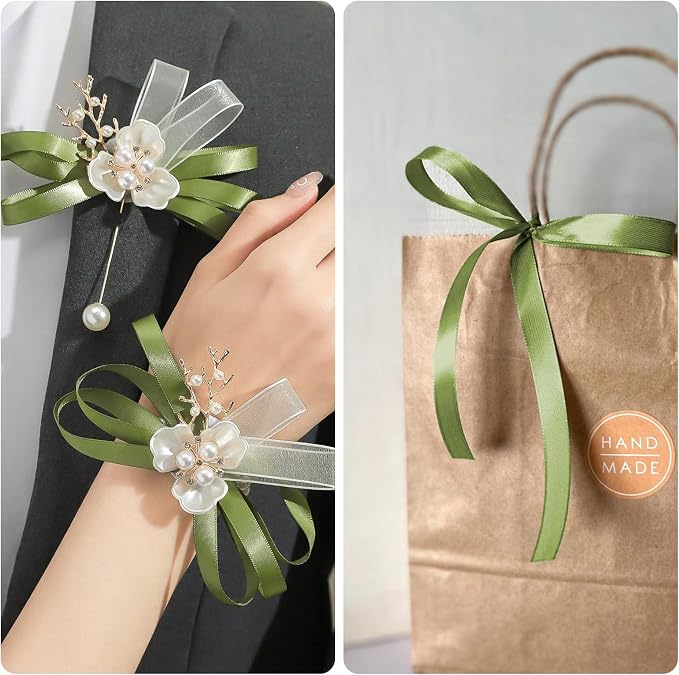 KINGLAKE Olive Green Satin Ribbon - Image 7