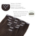 WENNALIFE Clip in Hair Extensions Real Human Hair, 18 Inch 120g 7pcs Light Dark Brown Remy Hair Double Weft Straight Natural Extensiones De Cabello Humano Con Clip Ins
