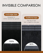 VINBAO Invisible Hair Extensions Tape in Invisi Edge, Jet Black 60g 20pcs 22in Injected Tape in Extensions Virgin Human Hair Thick Seamless Natural Blend 22inch #1