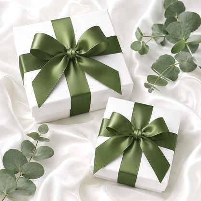 KINGLAKE Olive Green Satin Ribbon - Image 3