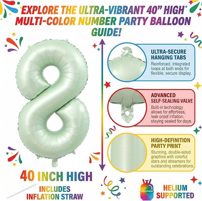 40 Inch Olive Green Number 8 Balloon - Image 2