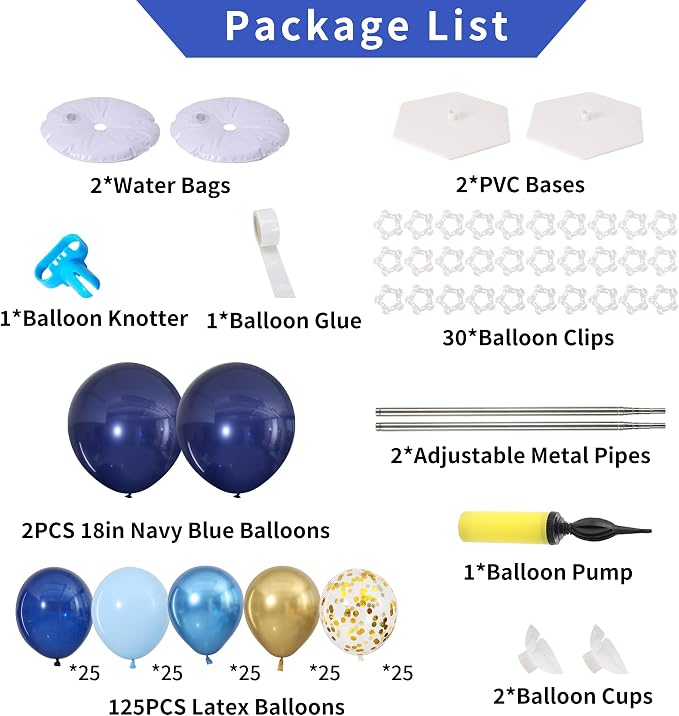 Navy Blue and Gold Balloon Column Stand Kit Set of 2 - Image 3