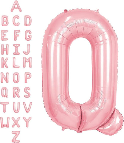 SUWEN 40 Inch Pink Large Q Letter Balloons Big Foil Helium A-Z | Jumbo Mylar by SUWEN