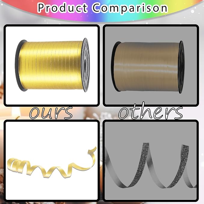 Golden Curling Ribbon, 500 Yard Golden Ribbon, 1/5" Curly Ribbons, Balloon - Image 4