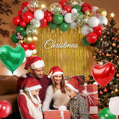 Red Green White Gold Christmas Balloon Arch Kit - Image 4