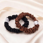 4 Pcs Silk Hair Ties, 22 Momme 100% Mulberry Hair Band, Silk Scrunchies for Women and Girls, 6A Grade No Damage Ponytail Holders (0.4in Width, Black)