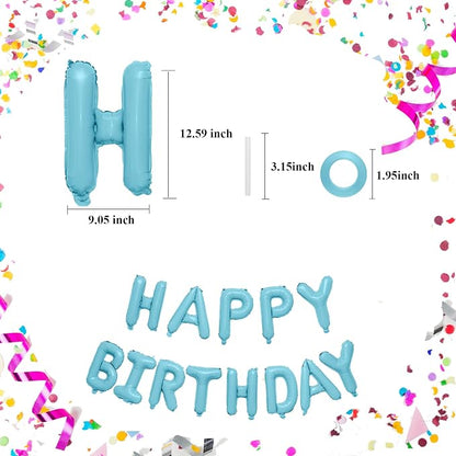 Happy Birthday Balloons Banner 16 Inch Mylar Sign | Blue Reusable Foil Letter - Image 3