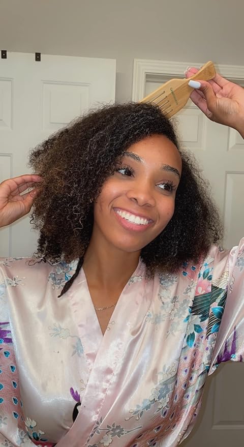 GranNaturals Wide Tooth Wooden Comb & Afro Pick - Natural Wood Volumizing & Styling Tool for Thick, Coarse, Curly Hair - Non-Static Comb for Afros & Beards - Detangling Accessories for Men & Women