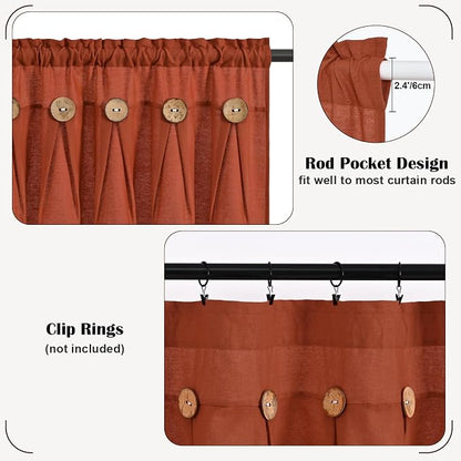 Farmhouse Valance Curtains, Boho Cotton Linen Kitchen Valance, Rod Pocket - Image 6