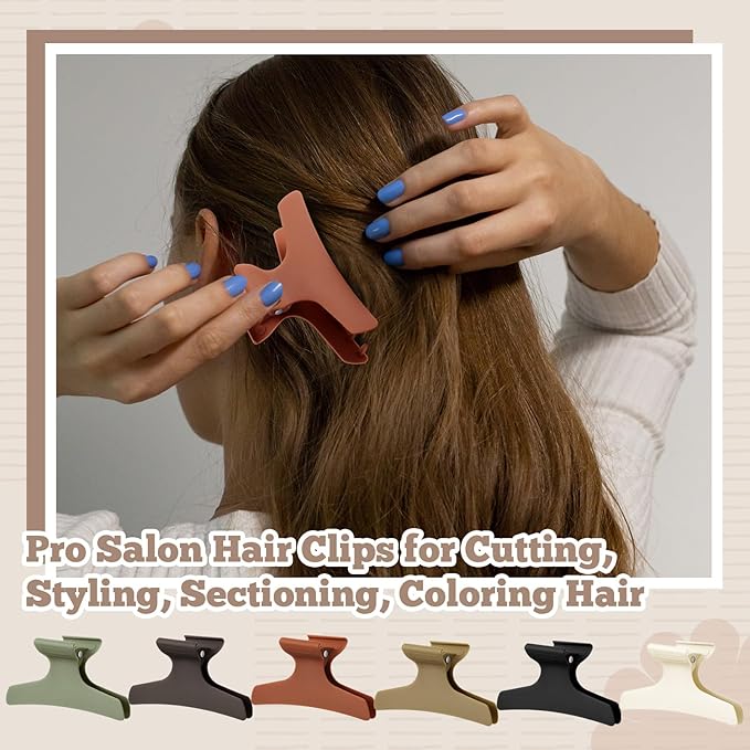Batiyeer 12 Pcs Butterfly Hair Clips for Styling Sectioning Hair Clips for Women Butterfly Clamps Non Slip Claw Salon Section for Cutting Styling Coloring Thick Thin(Morandi Color)