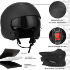 Full Face Motorcycle Helmet for Unisex-Adult Dirt Bike ATV Scooter Cruiser 3/4 Face Motocross Helmet Interchangeable Mouth Cover DOT Approved