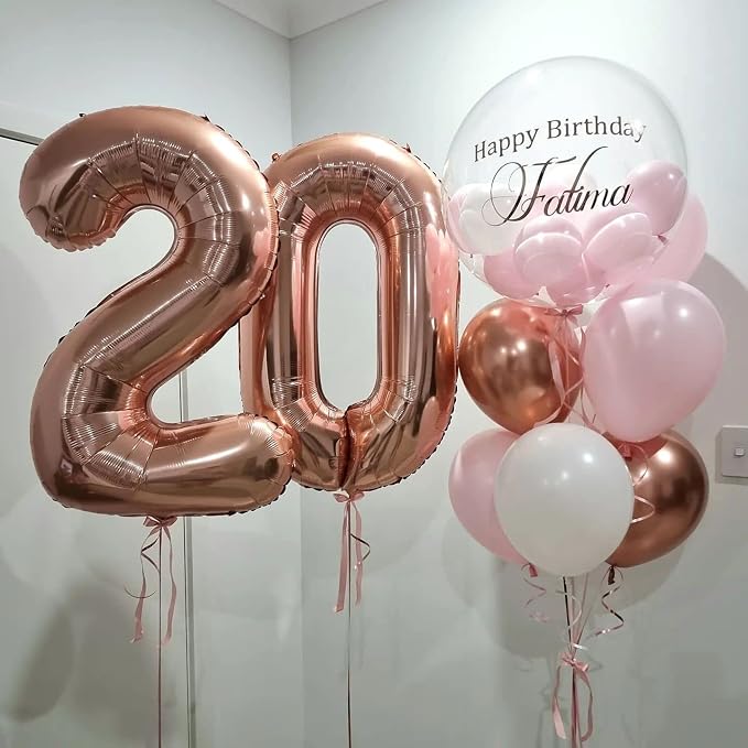 40 Inch Rose Gold 20 Number Balloons Giant 20 Balloons Rose Gold Birthday 20 - Image 3