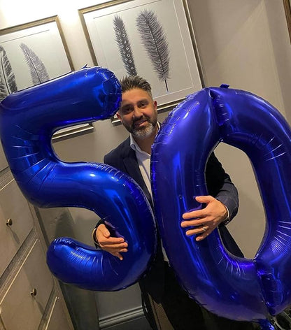 40 Inch Navy Blue 50 Number Balloons Giant Jumbo Huge 50 Foil Mylar Helium - Image 3