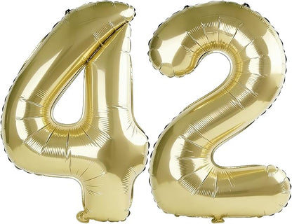 40 Inch Number 42 Balloons for 42nd Birthday Party Decorations, 0-100 Champagne by FOBELEC