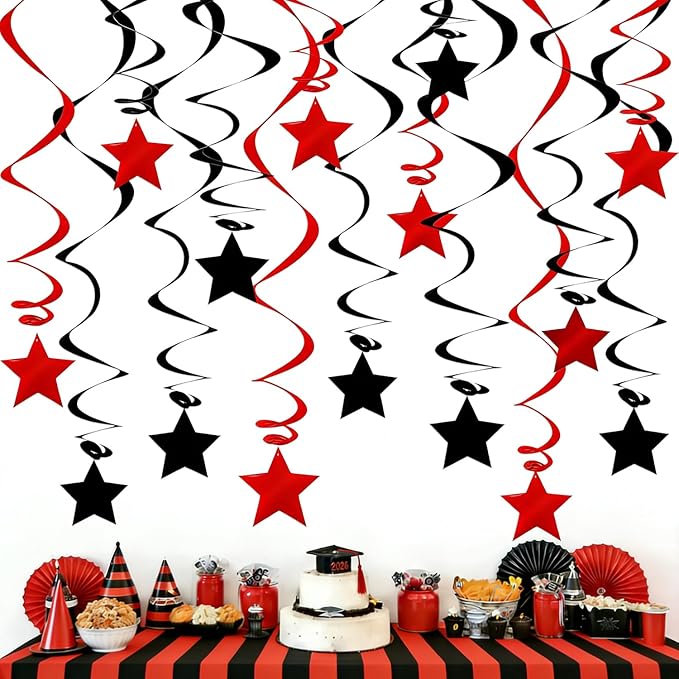 Red Black Hanging Swirl Decorations by PARTVON