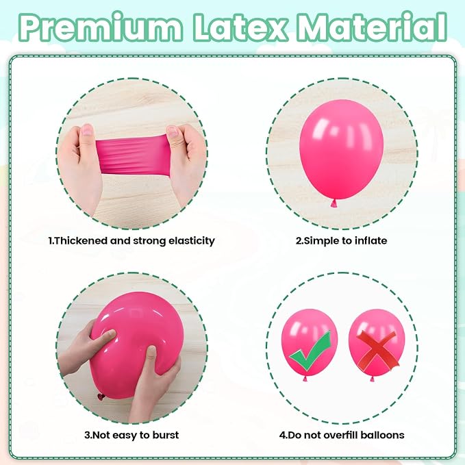 Tropical Balloons, 12 Inch Blue Hot Pink Yellow Orange Green Pink Balloons - Image 3