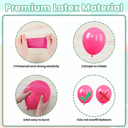 Tropical Balloons, 12 Inch Blue Hot Pink Yellow Orange Green Pink Balloons - Image 3