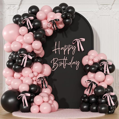 141Pcs Pink and Black Balloon Arch Kit, Birthday Decorations | Pink and Black by NUTTYBASH