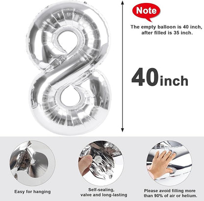 Number Balloons 18 Balloon 40 inch Silver - Image 6