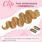 Clip in Hair Extensions Real Human Hair Body Wave 27 Honey Blonde Clip in 100% Brazilian Remy Human Hair Extensions 8pcs Per Set with 18 Clips Double Weft 24 Inch 120g/3.6oz