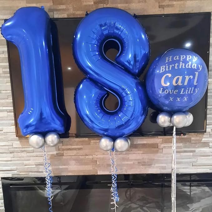 40 Inch Navy Blue 17 Number Balloons Giant 17 Balloons Navy Blue Birthday 17 - Image 5