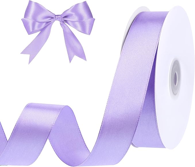 woric Light Purple Satin Ribbon 1 Inch 50 Yards Lilac Ribbon | Lavender Ribbons by woric