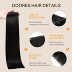 DOORES Clip in Hair Extensions Real Human Hair, Natural Black 18 Inch 135g 7pcs, Straight Remy Extensions for Women Thick Silky for Party