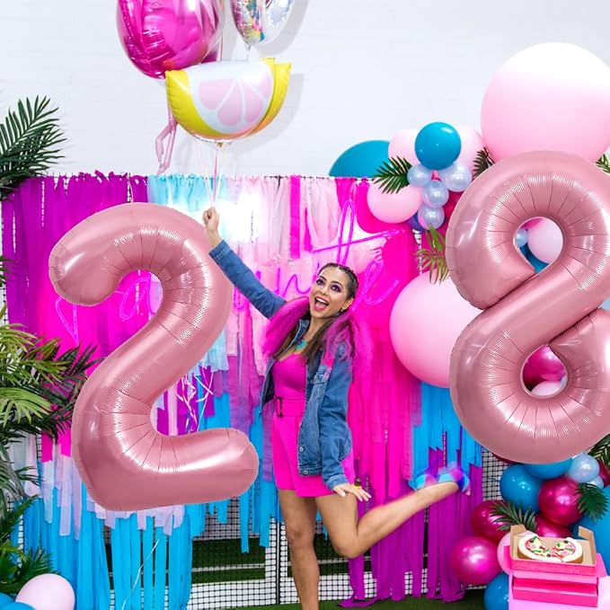 TONIFUL 40 Inch Pink Number 8 Balloons Large Foil 8th Birthday Decorations | - Image 3