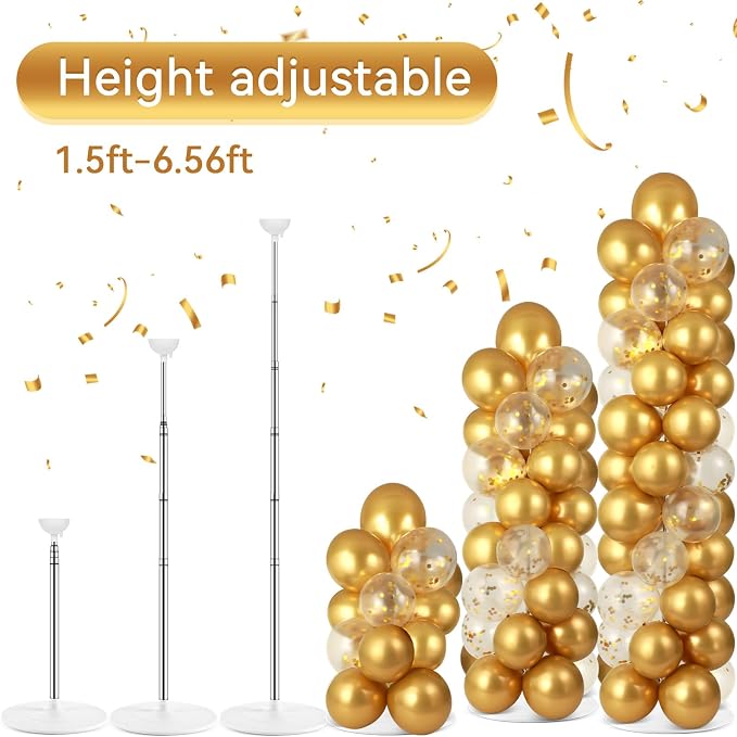 2 Sets Metallic Gold Balloon Column Stand Kit - Image 4