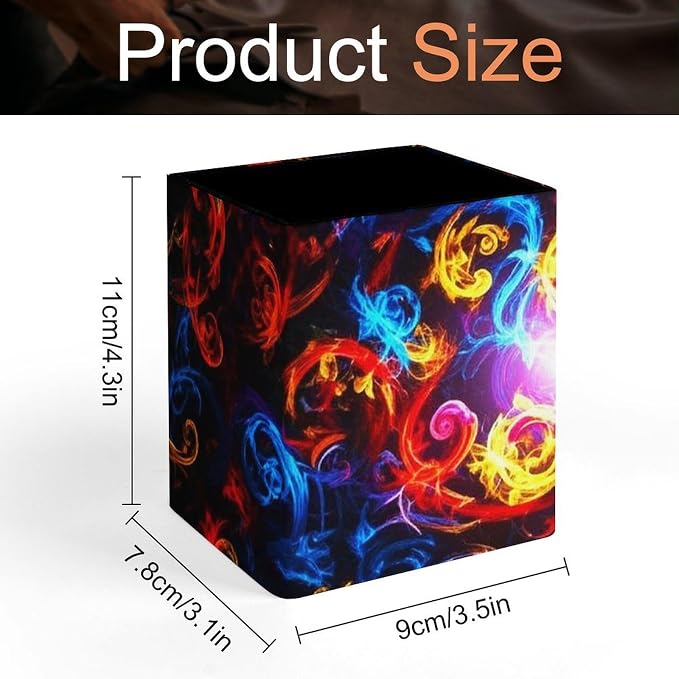 Leather Square Pens Pencils Holder Cup Desktop Stationery Organizer Case Trippy - Image 2