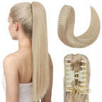 Hairro Claw Clip Ponytail Extension Human Hair Clip In Ponytail Jaw/Claw Jaw On Pony Tail Hairpieces For Women 20 Inch 120g #60 Platinum Blonde