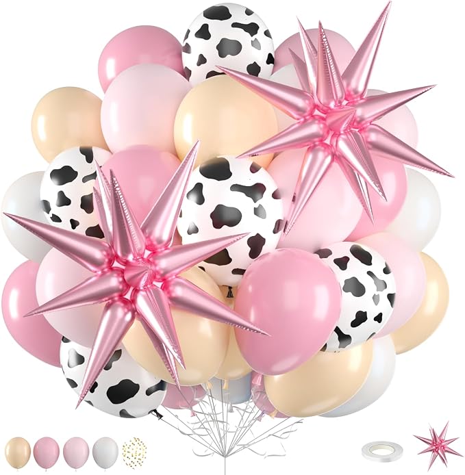 Pink Cow Balloons, 12 Inch Cowgirl Balloons by FunHot
