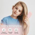 Mini Hair Bursh for Women Men and Kids, Protable Travel Size Hair Brush for Pockets Purses, Mini Detangler Brush for All Hair Types, Small Paddle Brush for Detangling (Pink)