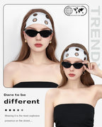 Grommet Headband for Women, White 23cm Hollow Out Elastic Hair Band, Eyelets Punk Grunge Stylish Hairband