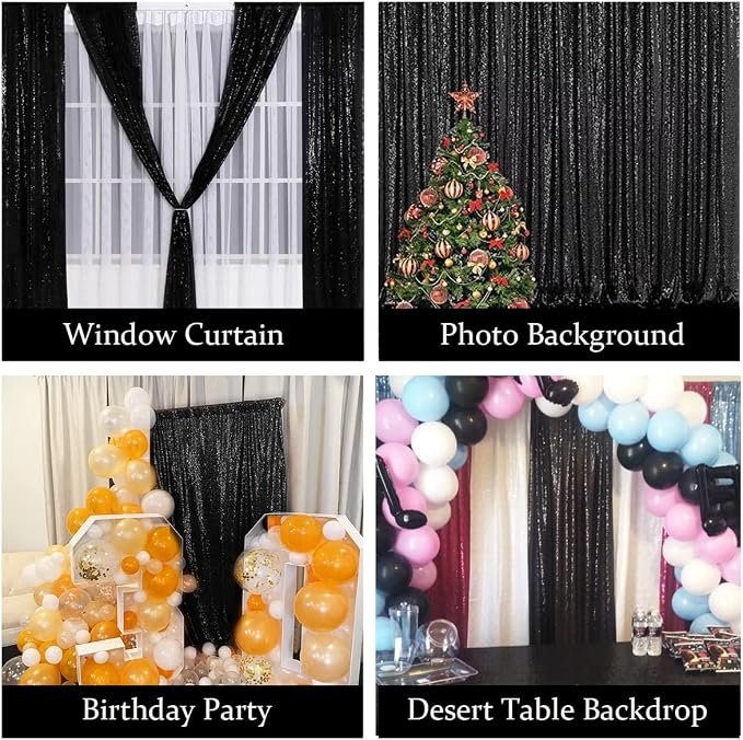 Black Sequin Backdrop for Birthday Party 10FTx10FT | 1 Panel, Glitter Sequin - Image 8
