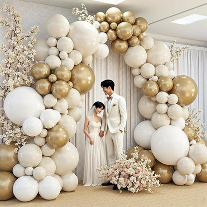 412pcs Sand White Gold Balloon Arch Kit, 18 12 10 5 Inch Different Size White - Image 5
