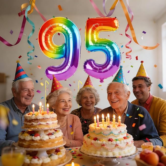 40 Inch Number 95 Balloons for 95th Birthday Party Decorations, 0-100 Rainbow - Image 2