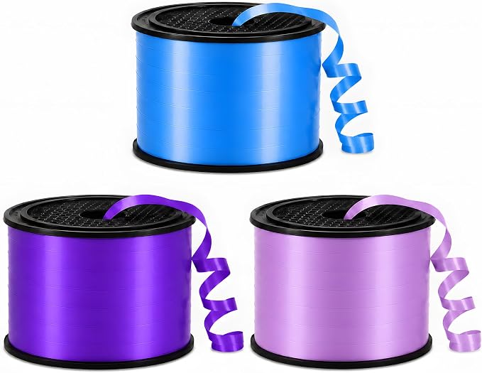 BEISHIDA 3 Pack 100 Yard Blue Purple Curling Crimped Ribbon Balloon String by Beishida