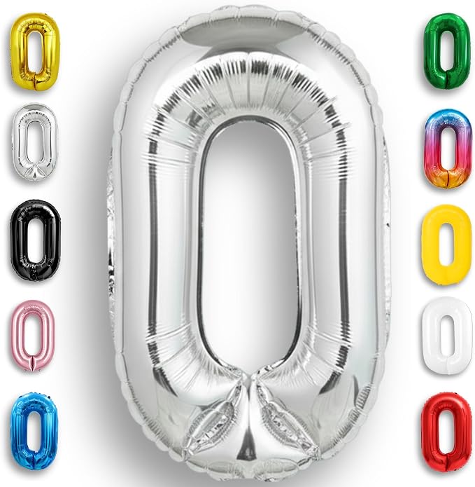 Silver Number Balloon 0 Mylar Foil Balloons 16 inch Small by Unknown