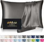 Silk Pillowcase for Hair and Skin, Mulberry Silk Pillow Cases Standard Size, Anti Acne Cooling Sleep Both Sides Natural Silk Satin Pillow Covers with Hidden Zipper, Gifts for Women Men, Dark Gray
