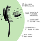 Ninabella Detangle Hair Brush for Women & Men - Does not Pull - Straightening Brushes for Straight & Curly Hair - Unique Spiral Detangling Hairbrush - Black
