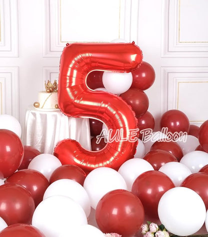 AULE 40 Inch Red 5 Balloon Number Foil 0-9 Birthday Big Numbers | Birthday - Image 4