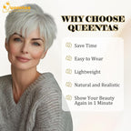 QUEENTAS Grey Hair Toppers for Women with Thinning Hair 360°3D Cover with 5 Clips Short Hair Pieces Wispy Bangs 6"*6" Large Coverage(Gray)