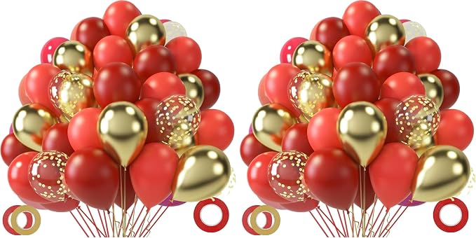 LovesTown 60PCS Red Gold Balloon Garland Kit by Lovestown