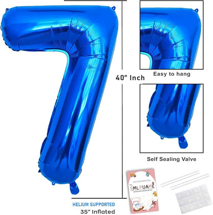 40 Inch Navy Blue 7 Balloon for 7th Birthday Party, Helium Giant Foil Number 7 - Image 3