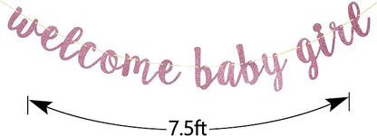 Welcome Baby Shower Party Banner, Boy and Girl Glitter Paper Sign - Image 3