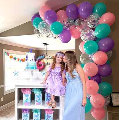 Mermaid Balloons Pink Purple Party Balloon, Under The Sea Party Decorations - Image 6