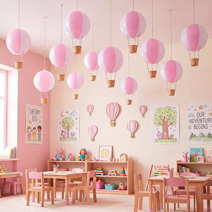 12 Sets Hanging Hot Air Balloon Decoration from Ceiling 12 Inch PVC Lanterns by Unknown