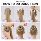 FANDAMEI Hair Bun Maker Set- 8 PCS Hair Donuts for Buns (2 Extra-large,2 Large,2 Medium and 2 Small), 40 PCS Bobby Pins, 5 PCS Hair Elastic Ties Black,Bun Maker - Gold